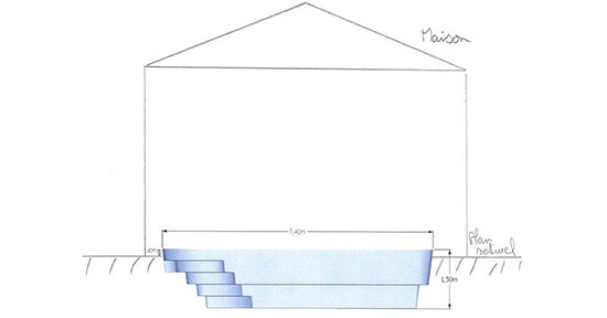 plan de coupe d'une piscine pour déclaration de travaux